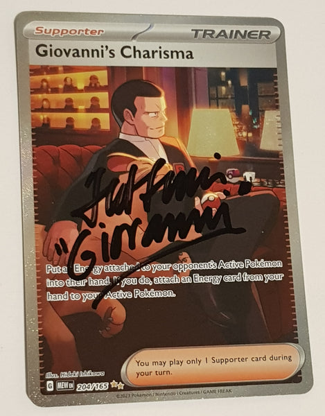 Pokemon Scarlet and Violet Mew 151 Giovanni's Charisma #204/165 Special Illustration Rare Holo Trading Card (Signed by Ted Lewis)