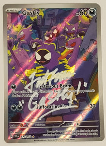 Pokemon Scarlet and Violet Temporal Forces Gastly #177/162 Illustration Rare Holo Trading Card (Signed by Ted Lewis)