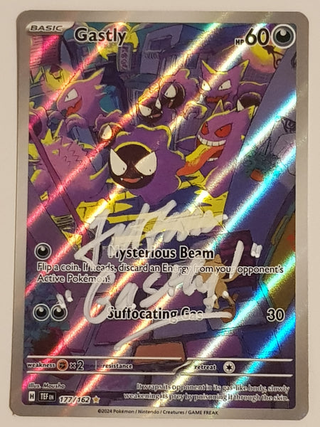 Pokemon Scarlet and Violet Temporal Forces Gastly #177/162 Illustration Rare Holo Trading Card (Signed by Ted Lewis)