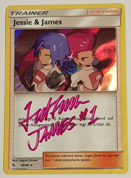 Pokemon Hidden Fates Jesse and James #58/68 Holo Rare Trading Card (Signed by Ted Lewis)