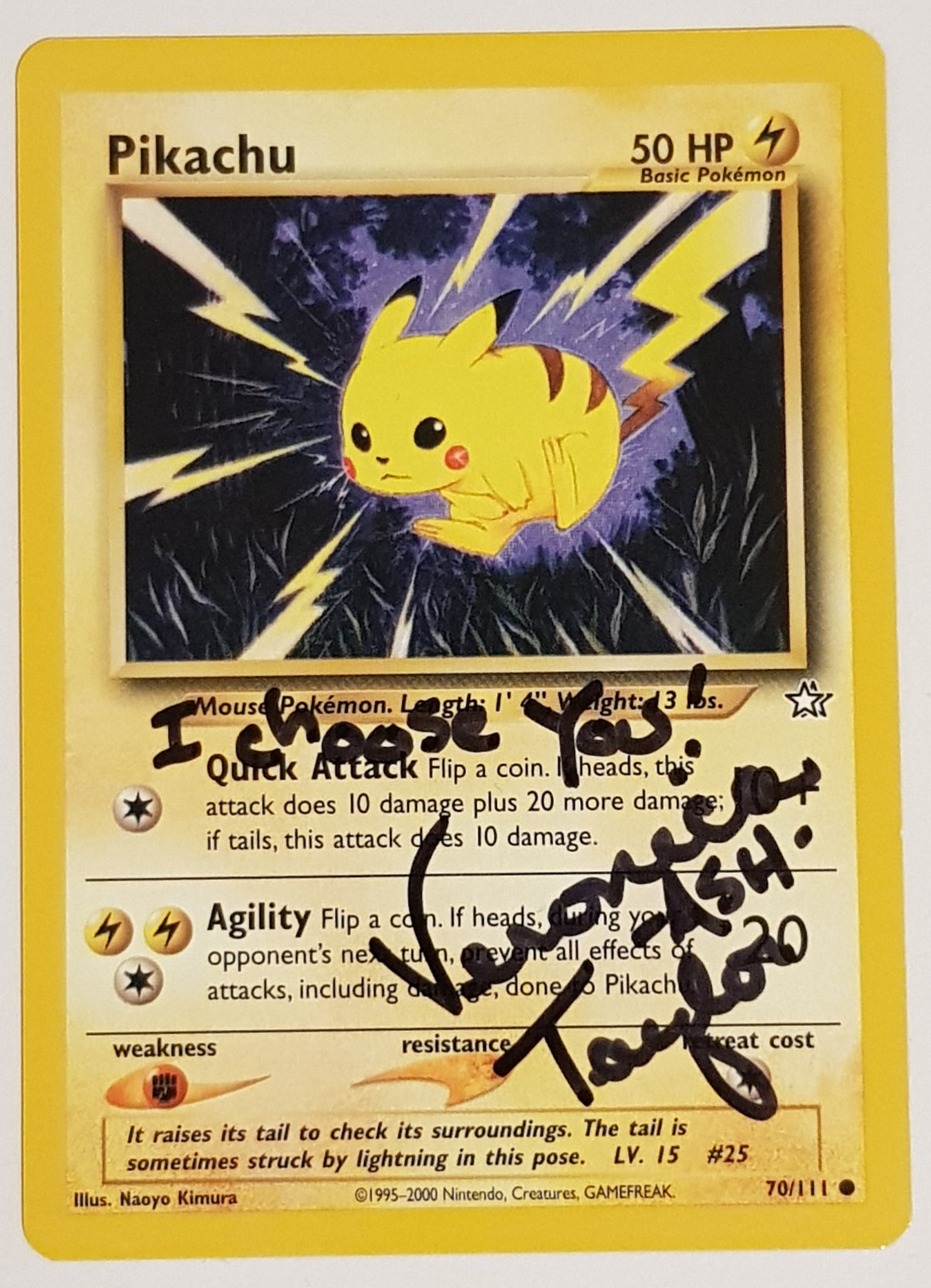 Pokemon Neo Genesis Pikachu #70/111 Trading Card (Signed by Veronica Taylor)