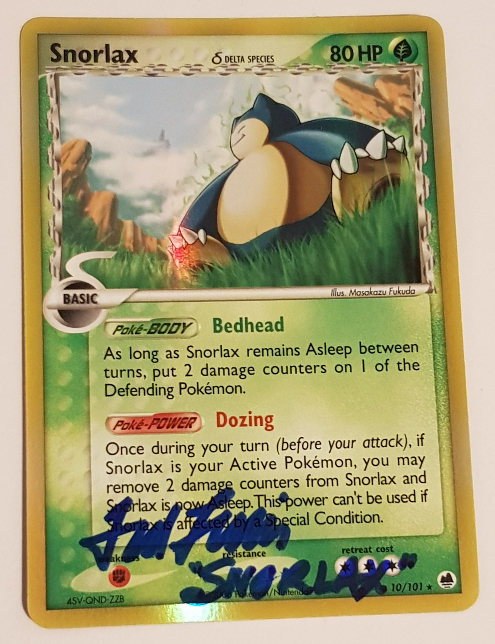 Pokemon Ex Dragon Frontiers Snorlax #10/101 Holo Rare Trading Card (Signed by Ted Lewis)