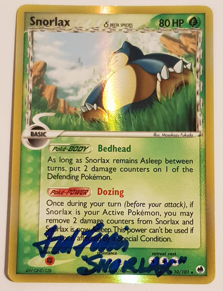 Pokemon Ex Dragon Frontiers Snorlax #10/101 Holo Rare Trading Card (Signed by Ted Lewis)