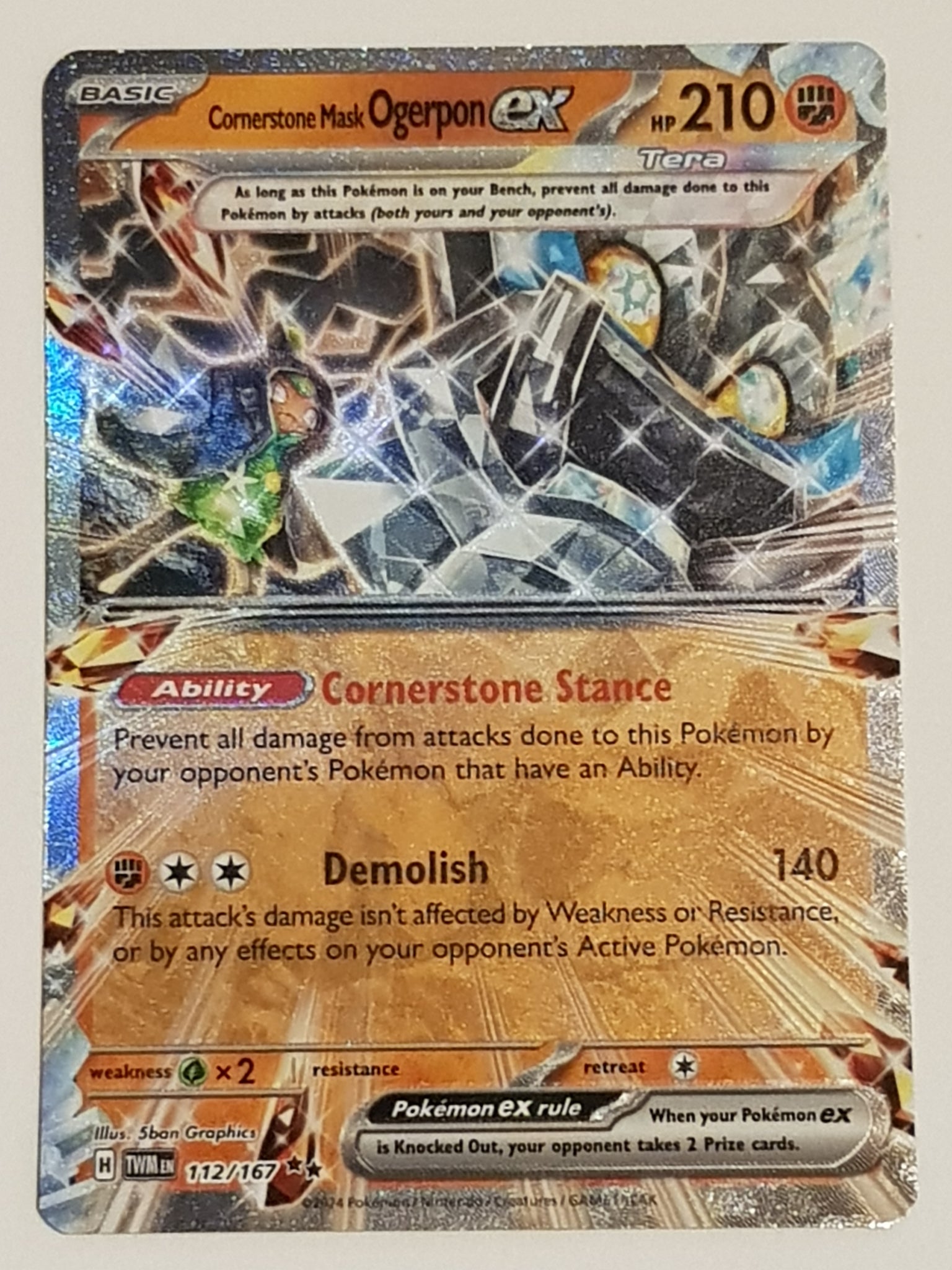 Pokemon Scarlet and Violet Twilight Masquerade Cornerstone Mask Ogerpon Ex #112/167 Double Rare Holo Trading Card