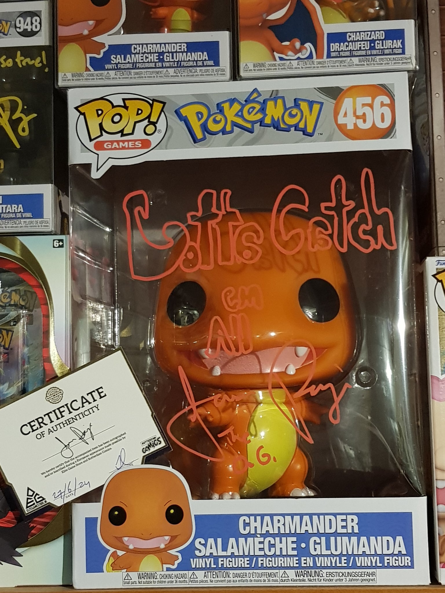 Funko Pop! Pokemon 10" Charmander #456 Jumbo Vinyl Figure (Signed by Jason Paige)