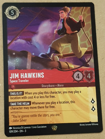 Disney Lorcana Into the Inklands Jim Hawkins Space Traveller #109/204 Legendary Rare Foil Trading Card