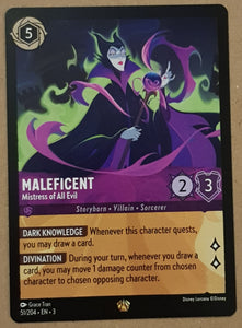 Disney Lorcana Into the Inklands Maleficent Mistress of all Evil #51/204 Legendary Rare Trading Card