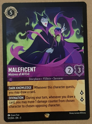 Disney Lorcana Into the Inklands Maleficent Mistress of all Evil #51/204 Legendary Rare Trading Card