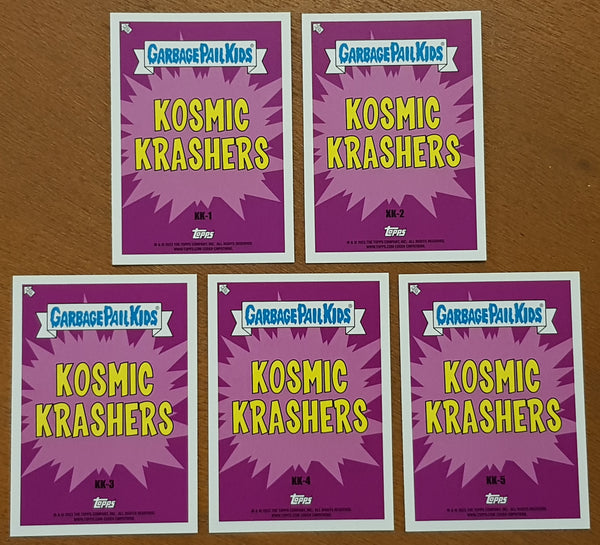 Garbage Pail Kids Intergoolactic Mayhem 'Kosmic Krashers' #KK-1/KK-5 Complete Insert Card Set