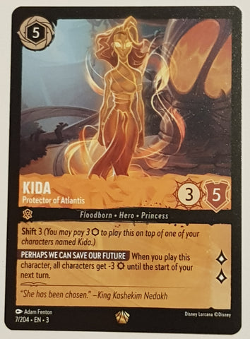 Disney Lorcana Into the Inklands Kida Protector of Atlantis #7/204 Legendary Rare Trading Card