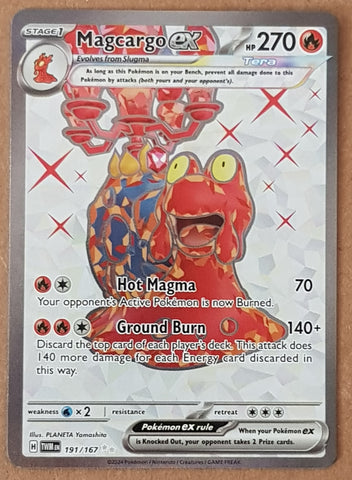 Pokemon Scarlet and Violet Twilight Masquerade Magcargo Ex #191/167 Ultra Rare Holo Trading Card