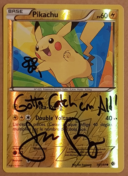 Pokemon Black and White Boundaries Crossed Pikachu #50/149 Reverse Holo Trading Card (Signed by Jason Paige)