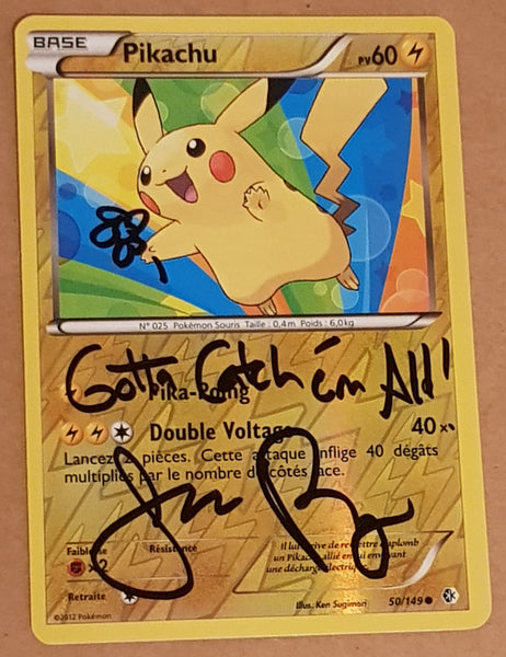 Pokemon Black and White Boundaries Crossed Pikachu #50/149 Reverse Holo Trading Card (Signed by Jason Paige)