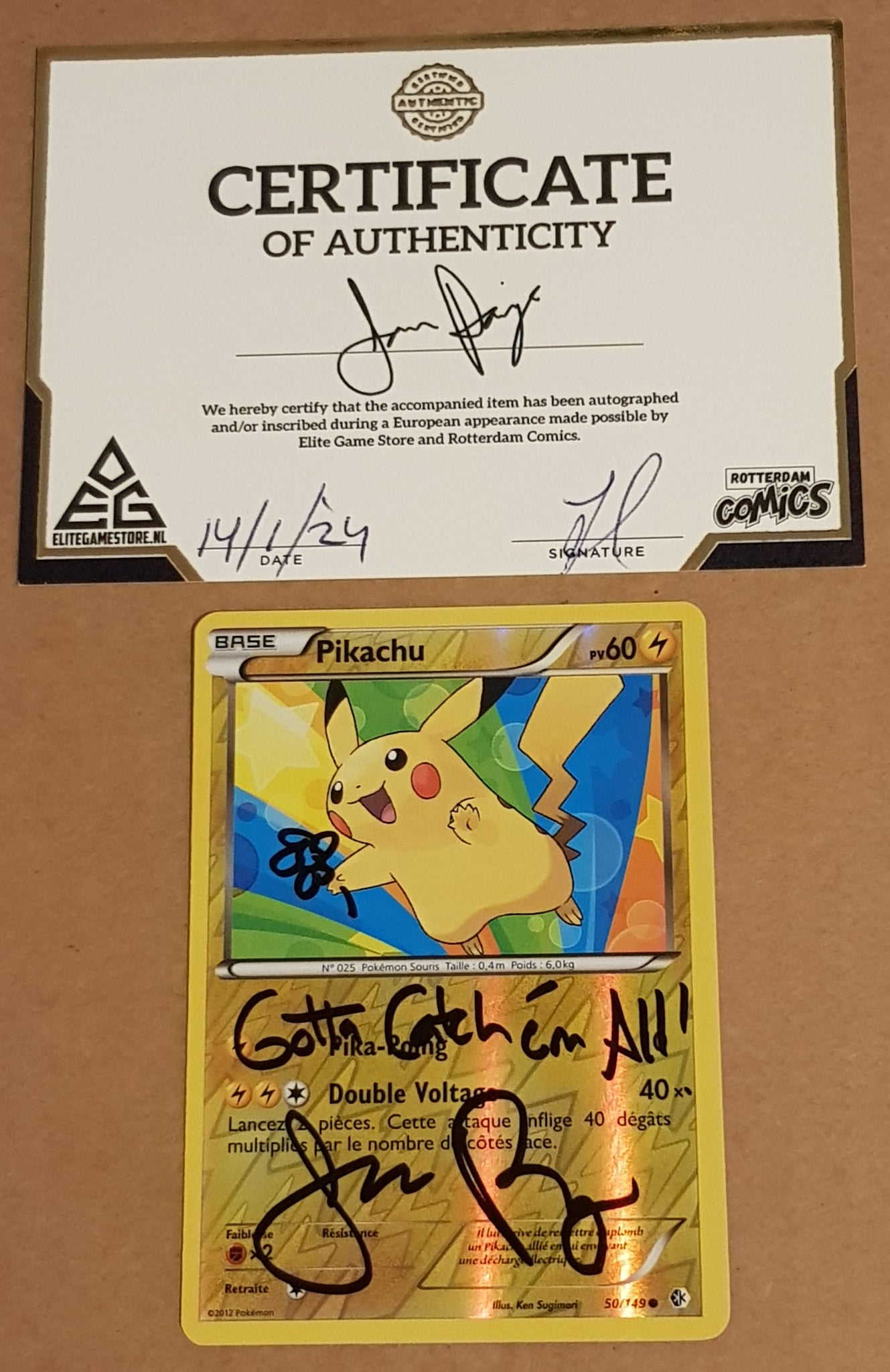 Pokemon Black and White Boundaries Crossed Pikachu #50/149 Reverse Holo Trading Card (Signed by Jason Paige)