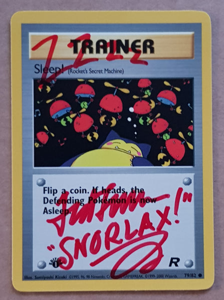 Pokemon Team Rocket (1st Edition) Sleep! (Rocket's Secret Machine) #79/82 Trading Card (Signed by Ted Lewis)