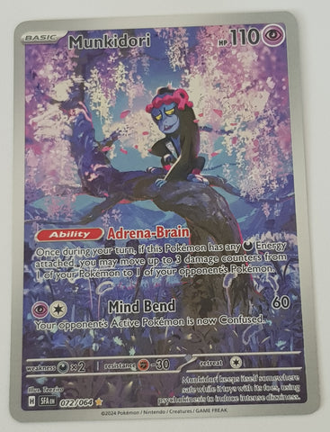 Pokemon Scarlet and Violet Shrouded Fable Munkidori Ex #072/064 Illustration Rare Holo Trading Card