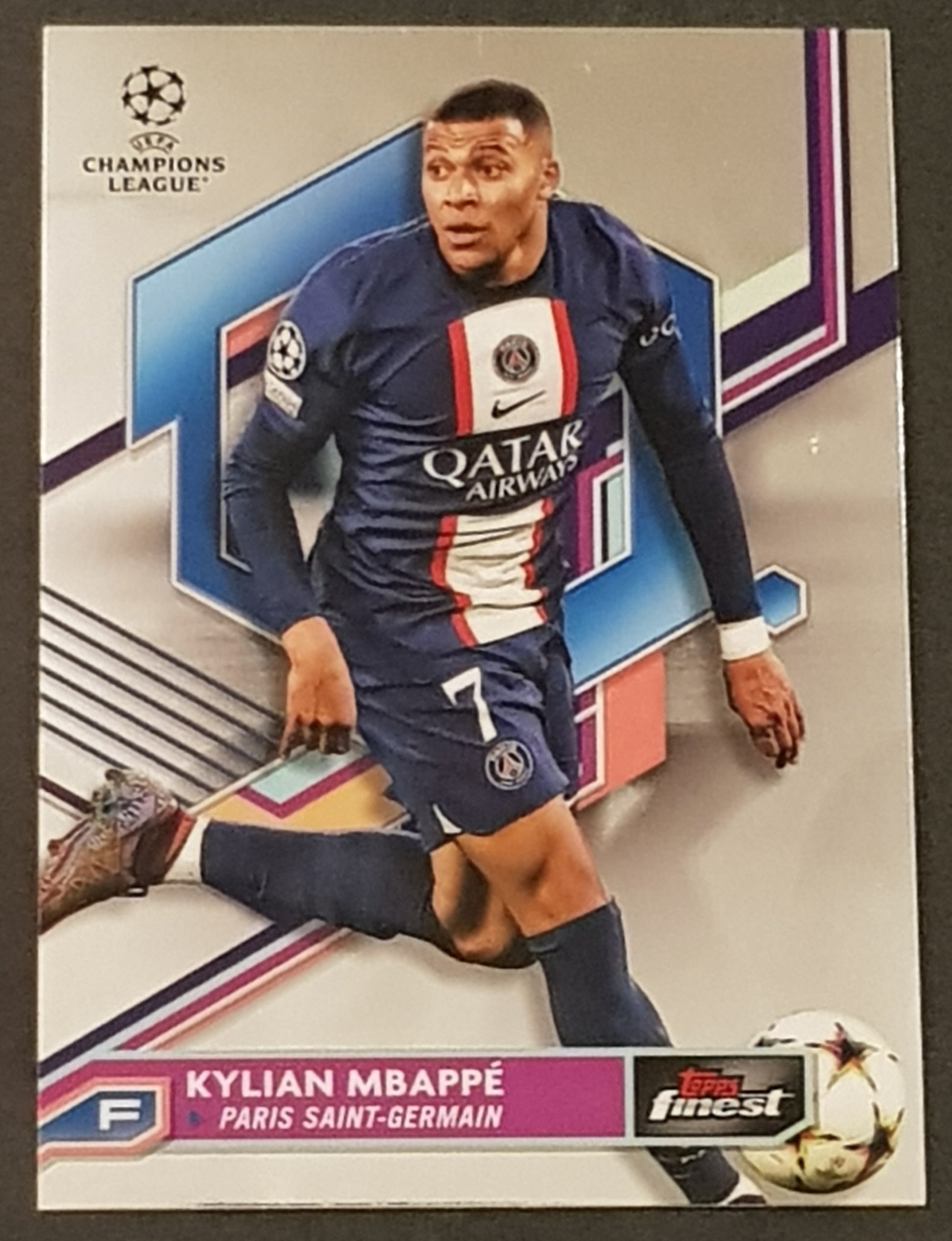 2022-23 Topps Finest UEFA Champions League Kylian Mbappe #1 Base Trading Card