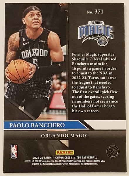 2022-23 Panini Chronicles Limited Basketball Paolo Banchero #371 Red Parallel /149 Rookie Card