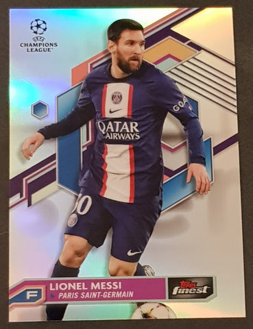 2022-23 Topps Finest UEFA Champions League Lionel Messi #30 Refractor Trading Card