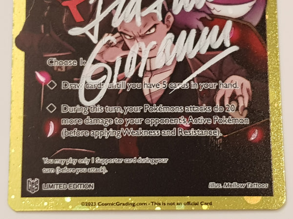 Pokemon Giovanni CGS Custom Illustration Art Holo Trading Card (Signed by Ted Lewis)