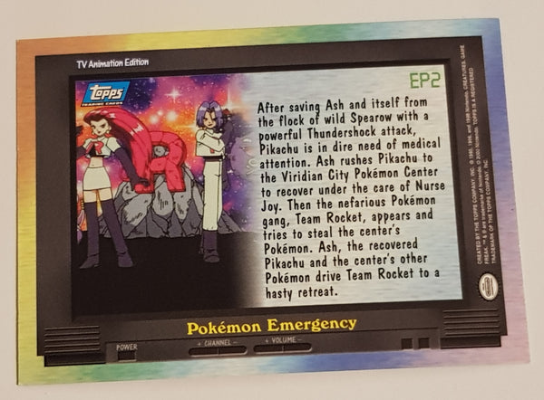 2000 Topps Pokemon TV Animation Series 2 Episode Card Pokemon Emergency #EP2 Foil Insert Card (Signed by Veronica Taylor)