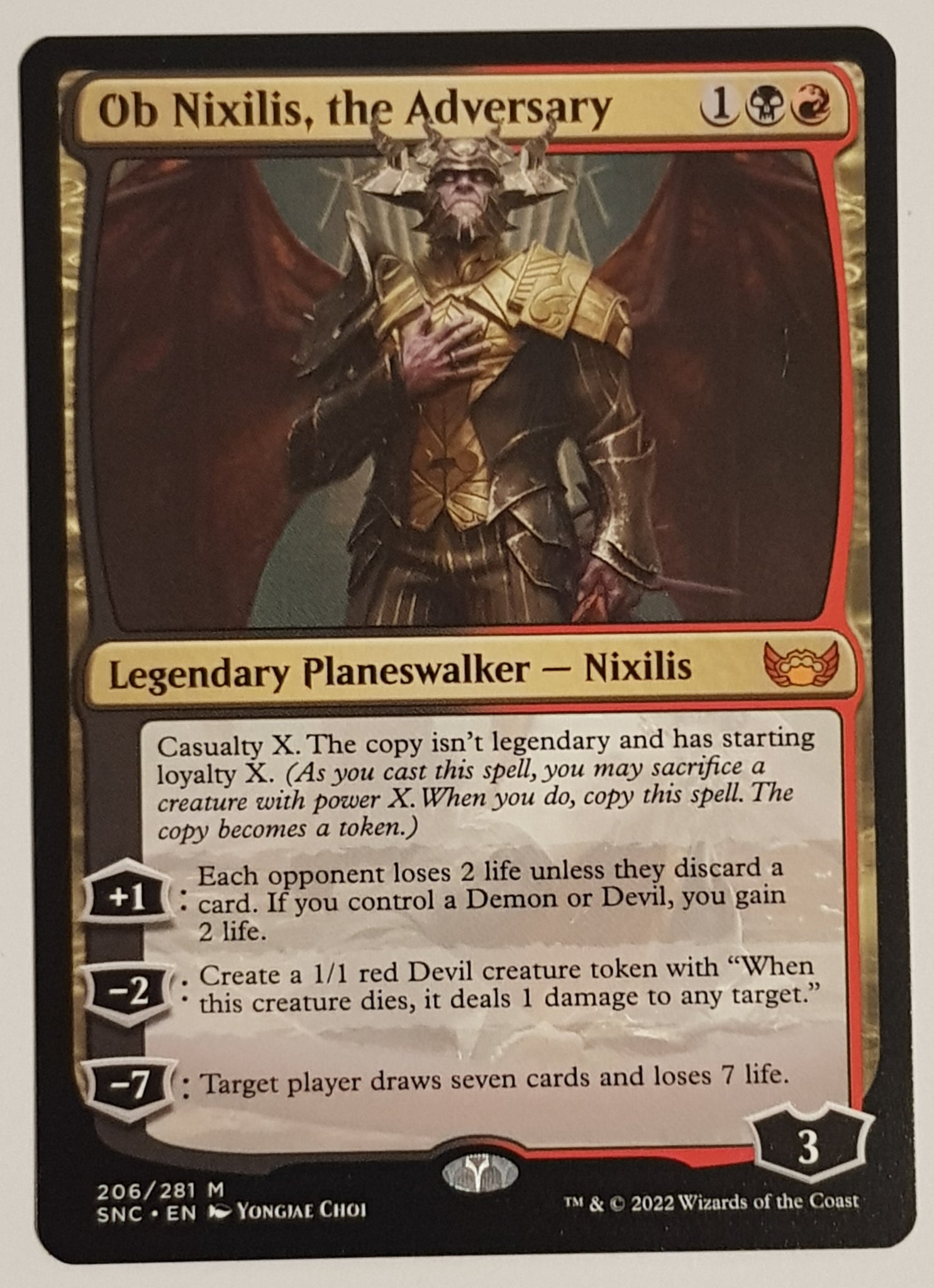 Magic the Gathering Streets of New Capenna Ob Nixilis, the Adversary #206 Mythic Trading Card