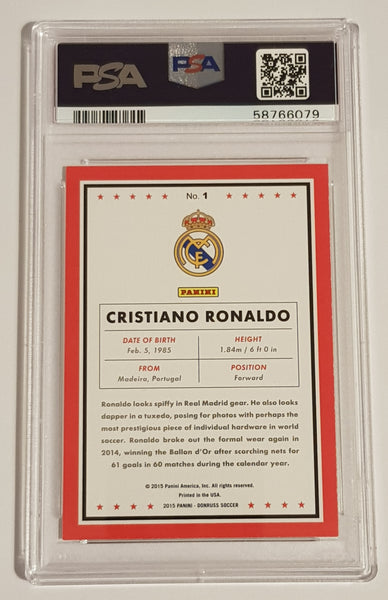 2015 Panini Donruss Soccer Cristiano Ronaldo #1 PSA 8 Trading Card