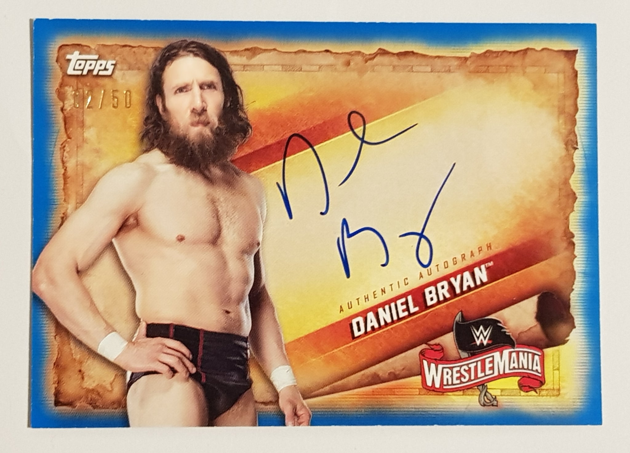 2020 Topps WWE Road to Wrestlemania Daniel Bryan #A-DB SSP Blue /50 Autograph Card