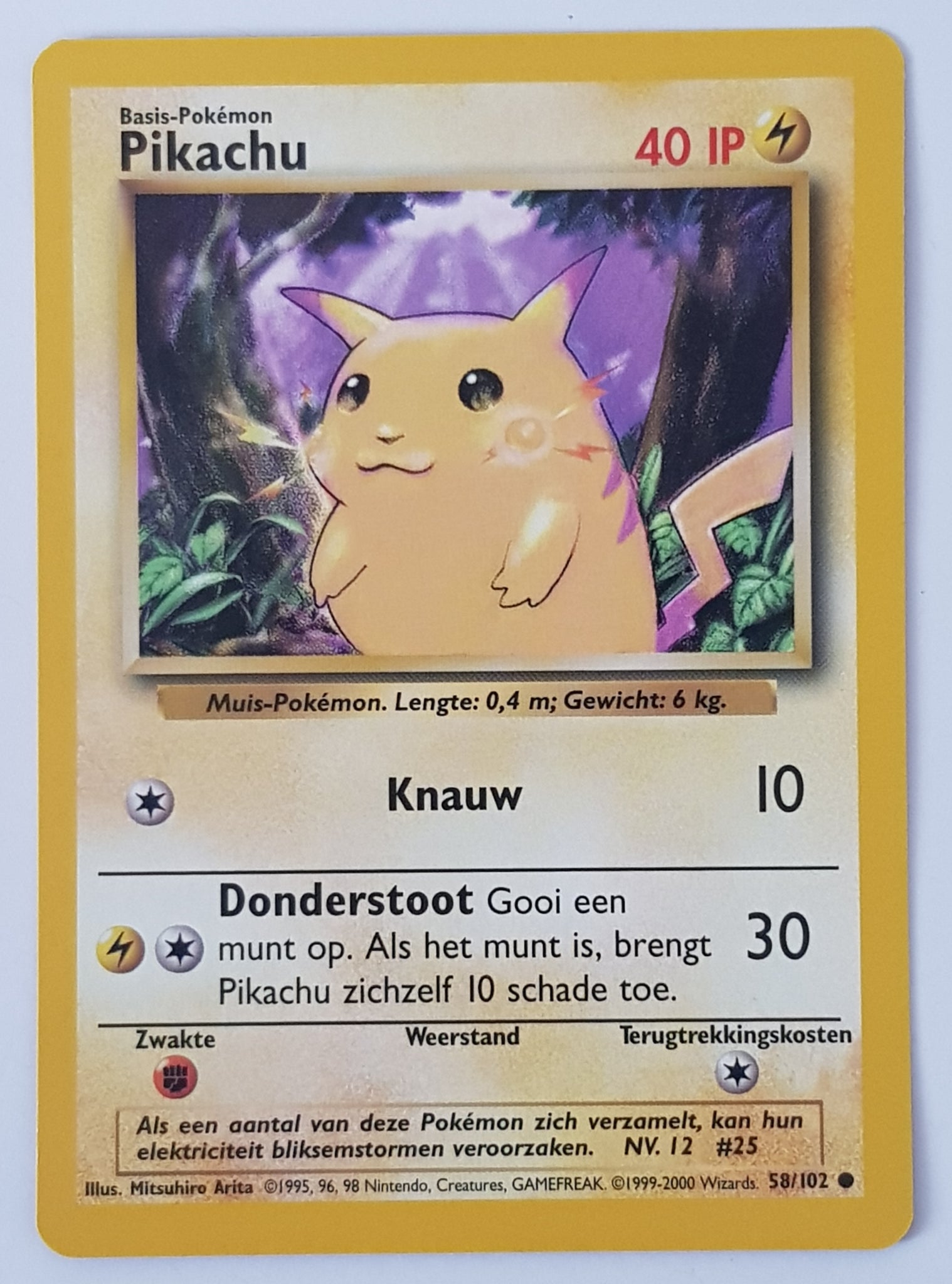 Pokemon Dutch Base Pikachu #58/102 Trading Card