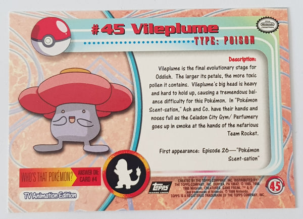 1999 Topps Pokemon TV Animation Series 1 Vileplume #45 Foil Trading Card (Black Logo)