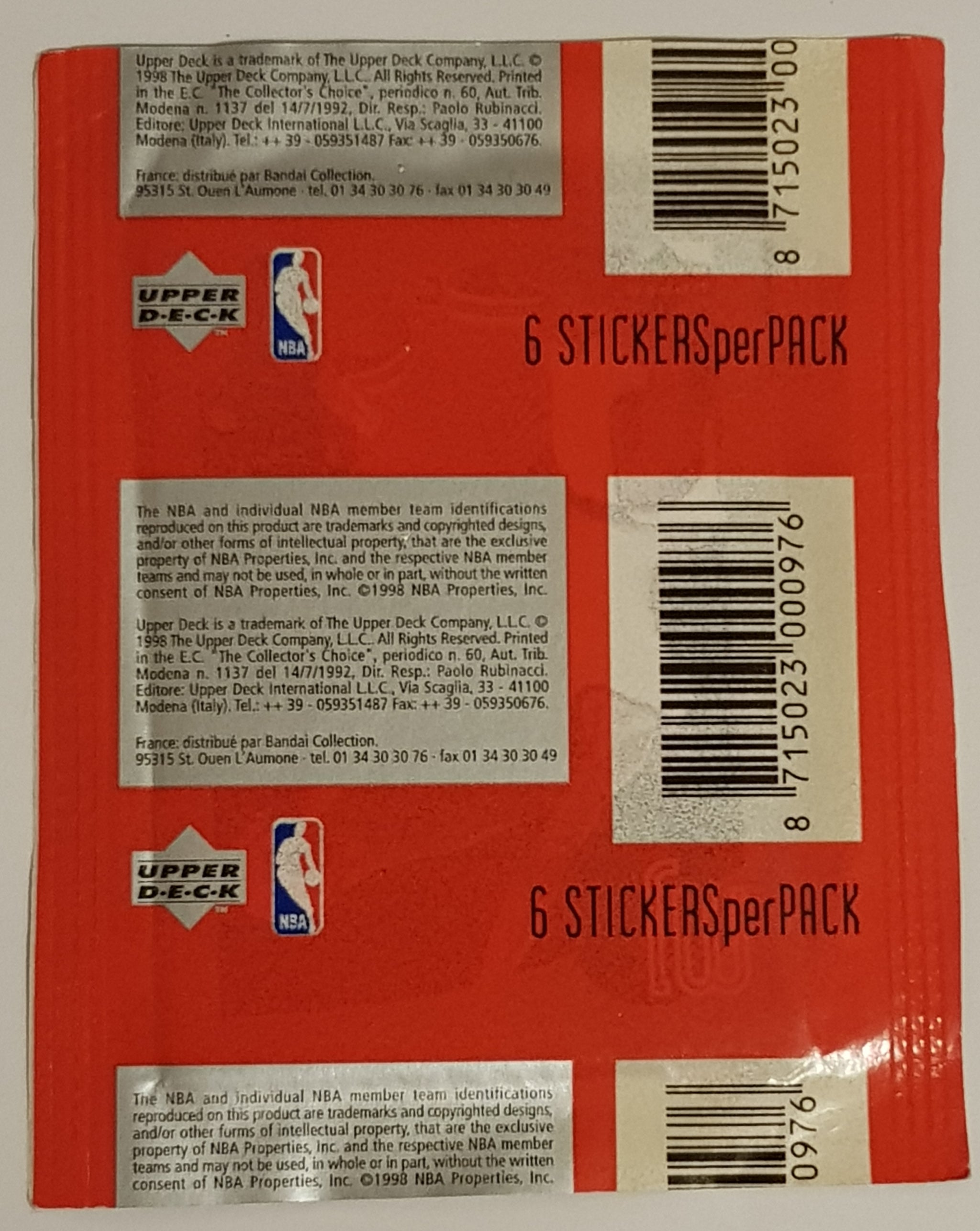 1997-98 Upper Deck Michael Jordan Sealed Sticker Packs (6pc 
