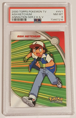 2000 Topps Pokemon TV Animation Series 2 Heroes and Villains Ash Ketchum #HV1 PSA 8 Insert Card