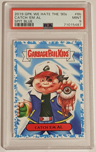 2019 Topps Garbage Pail Kids We Hate the '90s Catch 'Em AL #6b Spit Blue Parallel /99 PSA 9 Trading Card