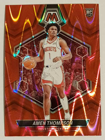 2023-24 Panini Mosaic Basketball Amen Thompson #230 Red Seismic Parallel /299 Rookie Card