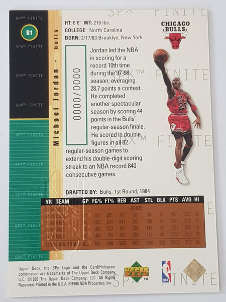 1998-99 Upper Deck SPx Infinite Michael Jordan #S1 Promo Trading Card