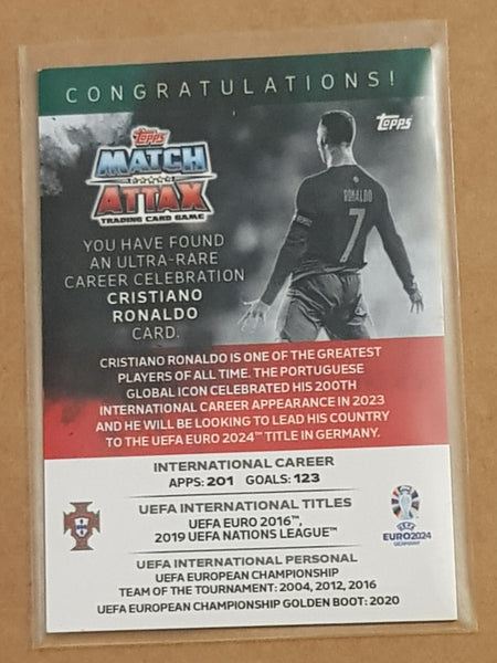 Topps Match Attax UEFA Euro 2024 Cristiano Ronaldo Career Celebration #CRCC Case Hit Trading Card