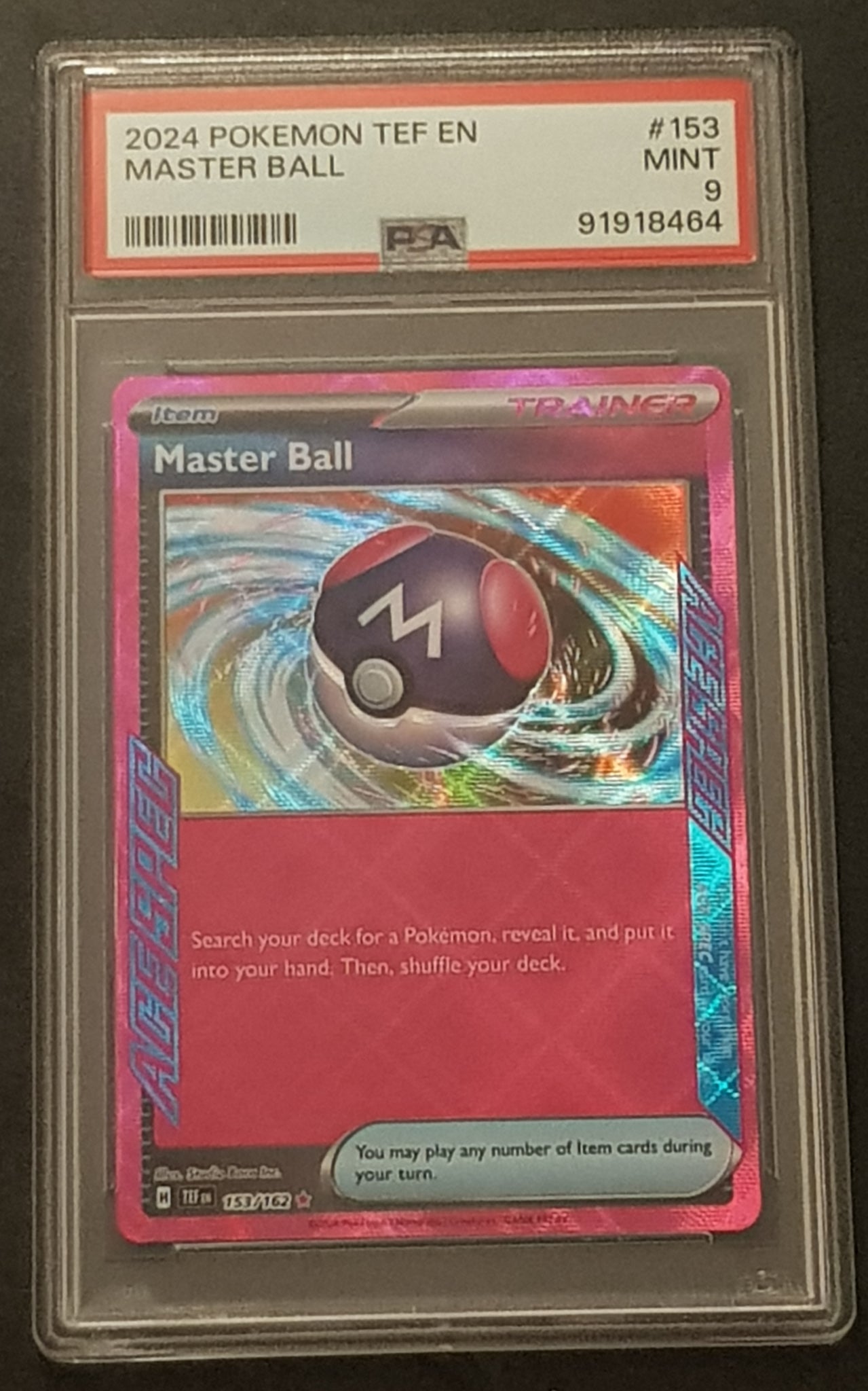 Pokemon Scarlet and Violet Temporal Forces Master Ball #153/162 PSA 9 Ace Spec Rare Holo Trading Card