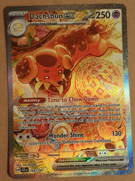 Pokemon Scarlet and Violet Stellar Crown Dachsbun Ex #169/142 Special Illustration Rare Holo Trading Card