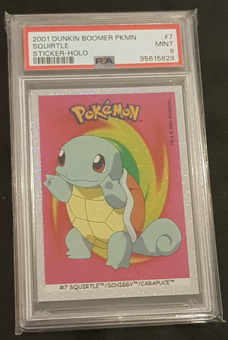 2001 Dunkin Boomer Pokemon Squirtle #7 PSA 9 Holo Trading Card Sticker