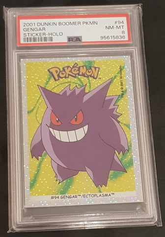 2001 Dunkin Boomer Pokemon Gengar #94 PSA 8 Holo Trading Card Sticker