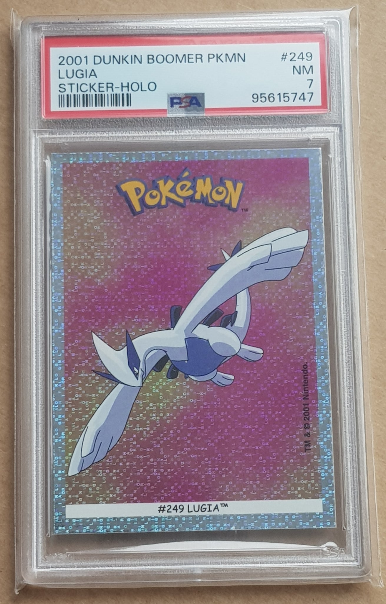 2001 Dunkin Boomer Pokemon Lugia #249 PSA 7 Holo Trading Card Sticker