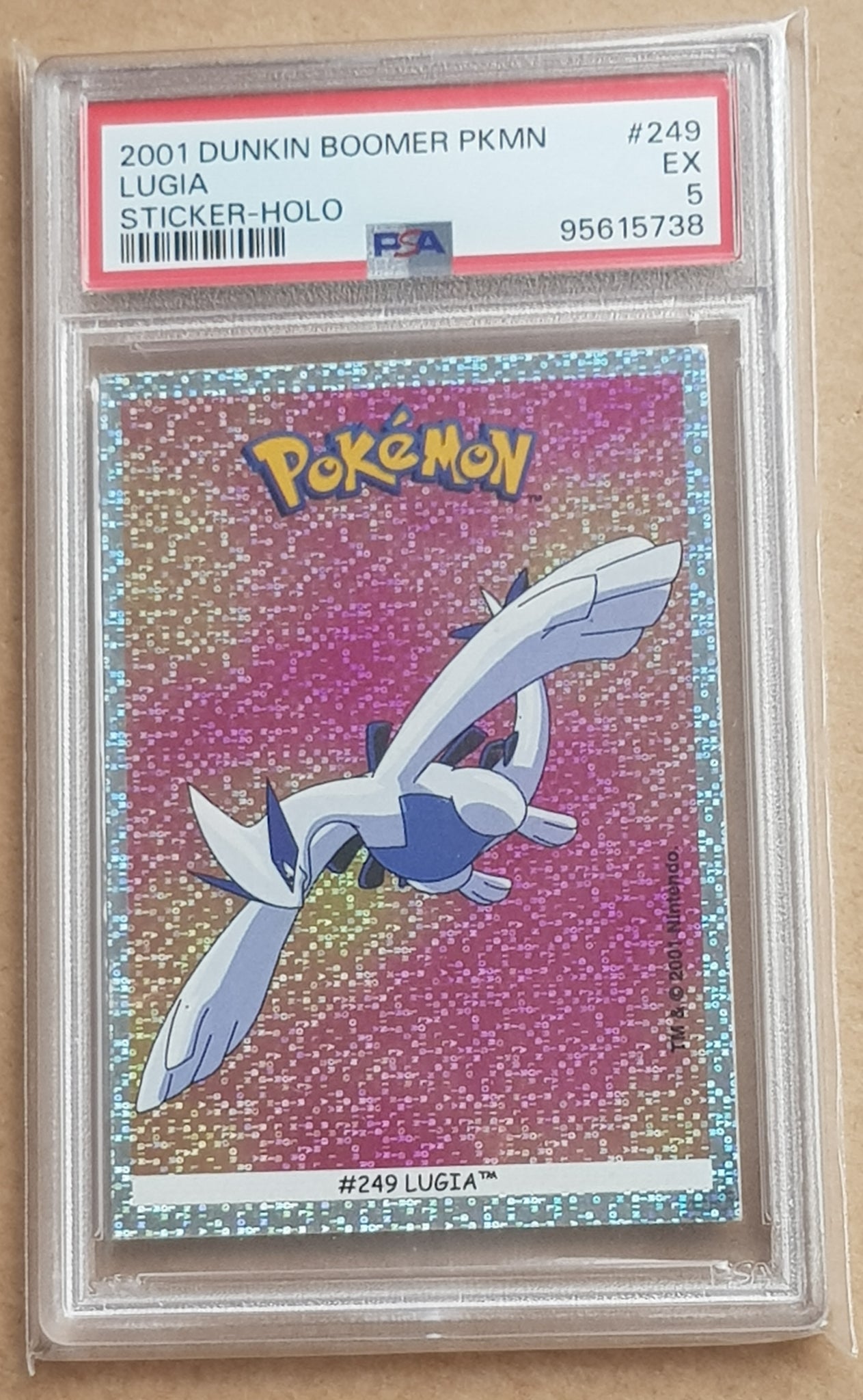 2001 Dunkin Boomer Pokemon Lugia #249 PSA 5 Foil Trading Card Sticker