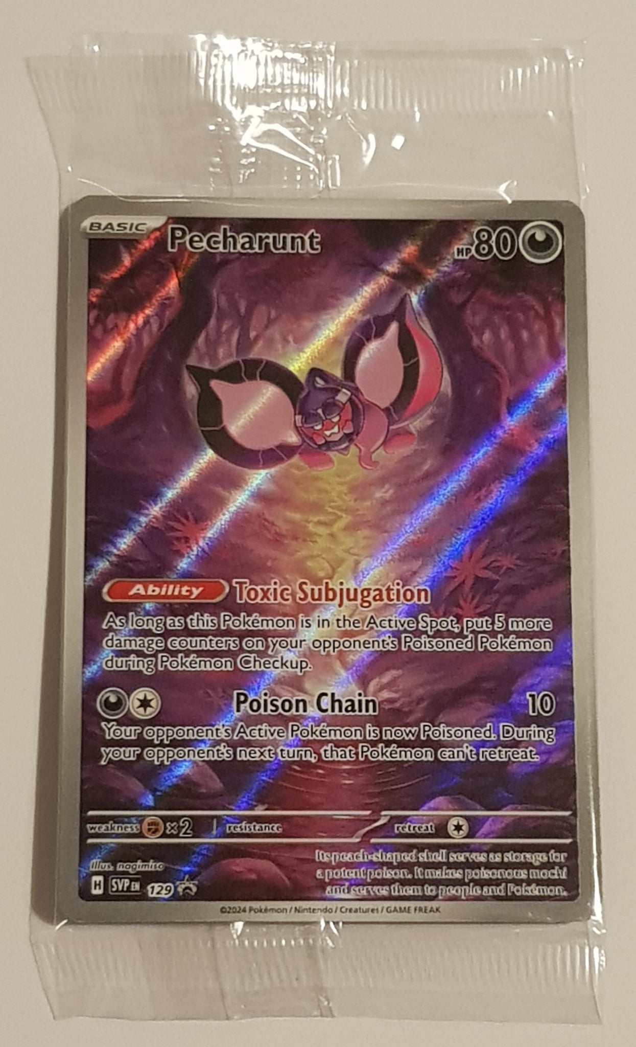 Pokemon Scarlet and Violet Shrouded Fable Pecharunt #SVP129 ETB Black Star Promo Holo Trading Card