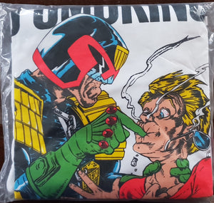 1992 Fleetway Judge Dredd No Smoking T-shirt L White (Vtg)