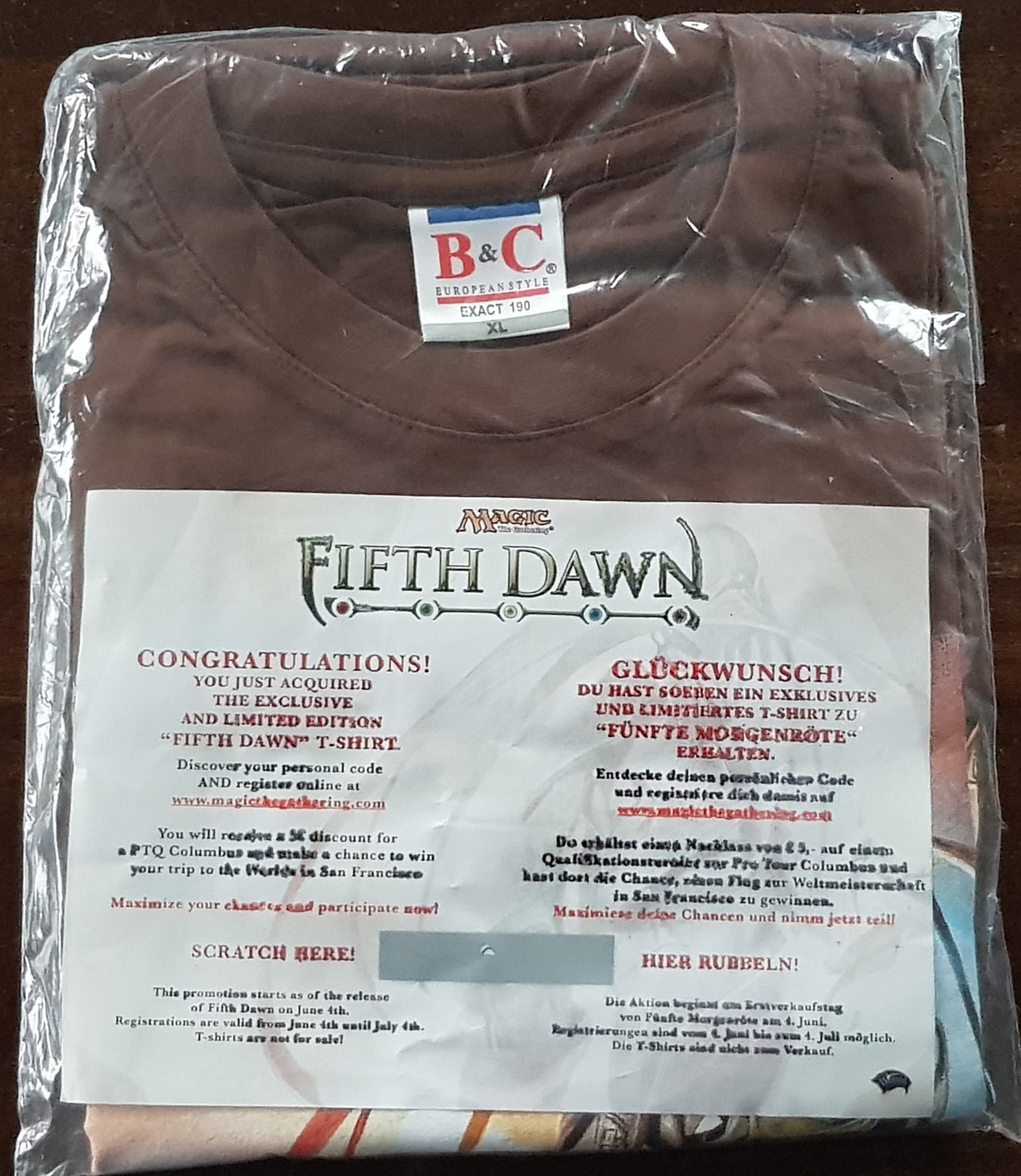 2004 Magic the Gathering Fifth Dawn Prerelease T-shirt L/XL Brown (Vtg)