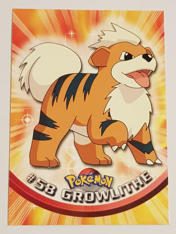 1999 Topps Pokemon TV Animation Series 1 Growlithe #58 Base Trading Card (Blue Logo)