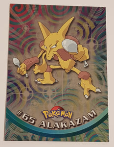 1999 Topps Pokemon TV Animation Series 1 Alakazam #65 Foil Trading Card (Black Logo)