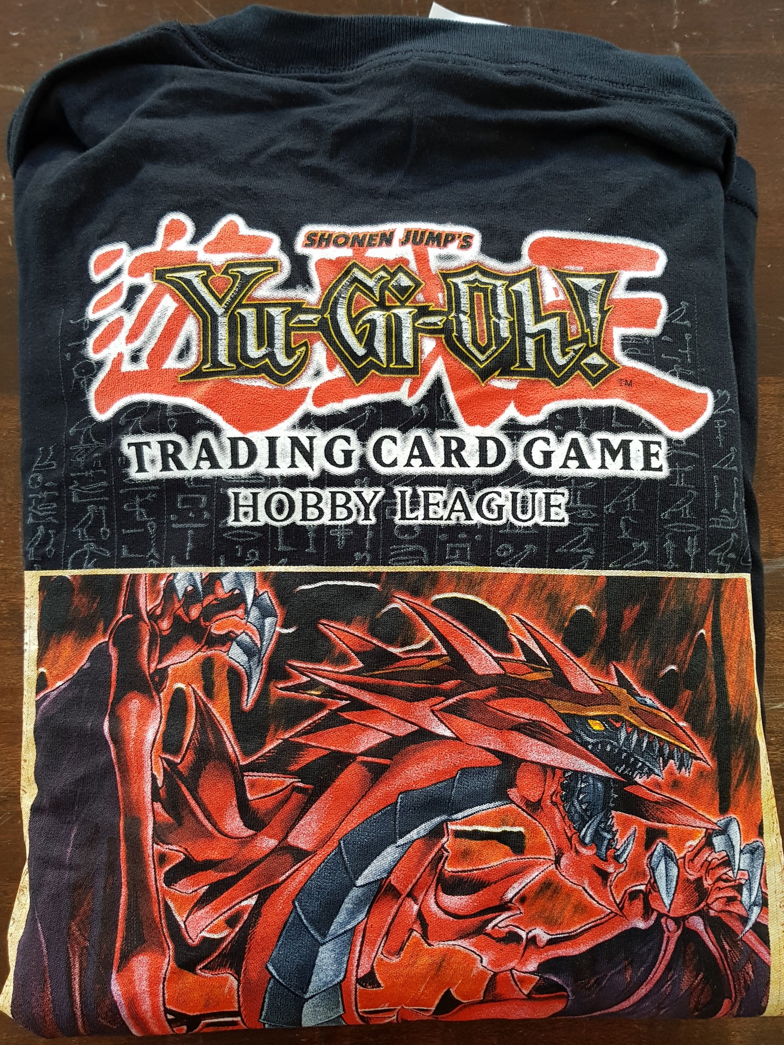 2005 Yu-Gi-Oh! Trading Card Game [Uria, Lord of Searing Flames] Hobby League Champ T-shirt L/XL Black (Vtg)