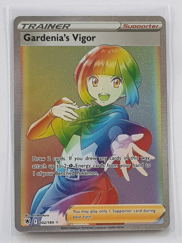 Pokemon Sword and Shield Astral Radiance Gardenia's Vigor #202/189 Secret Rare Rainbow Holo Trading Card