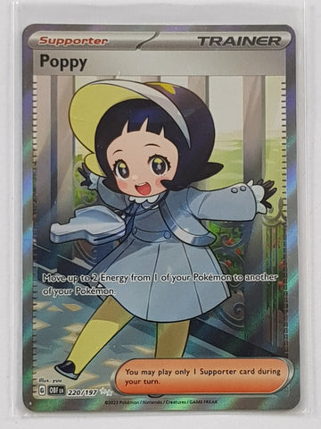 Pokemon Scarlet and Violet Obsidian Flames Poppy #220/198 Ultra Rare Holo Trading Card